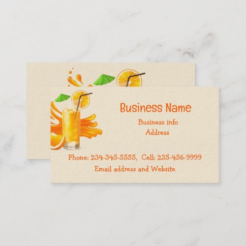 Orange Juice Food Cart Concession Drinks Business Card