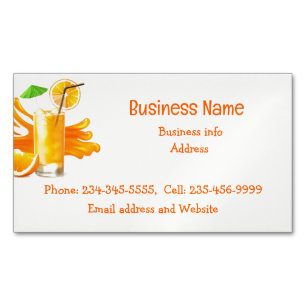 Orange Juice Food Cart Concession Drinks Business  Card Magnet