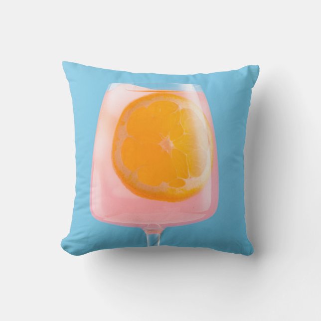Orange juice in clear drinking glass throw pillow (Front)