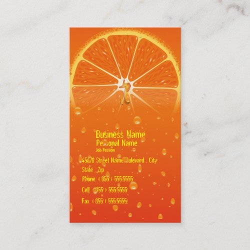 Orange Juice Juicy Drops Friuts Business Card