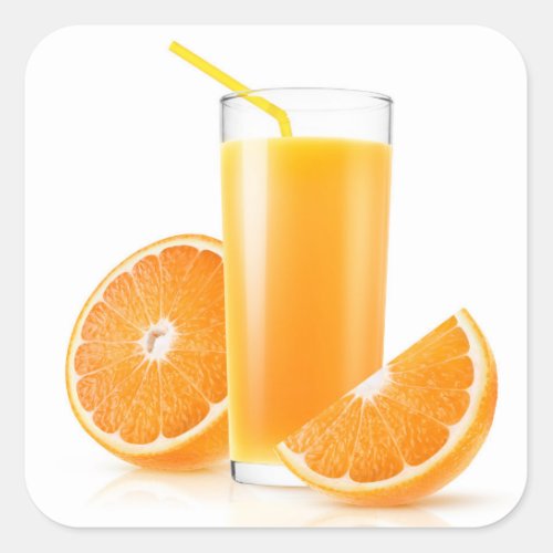 Orange juice square sticker