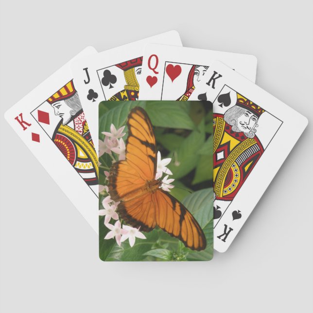Orange Julia Butterfly Playing Cards (Back)