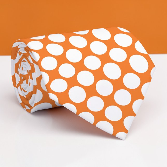Orange Jumbo Polka Dots Custom Necktie (Creator Uploaded)