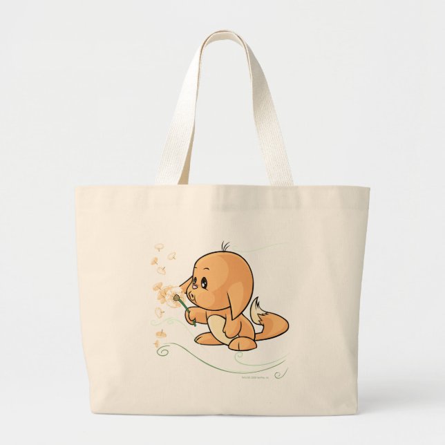 Orange Kacheek wishing on a dandelion Large Tote Bag (Front)