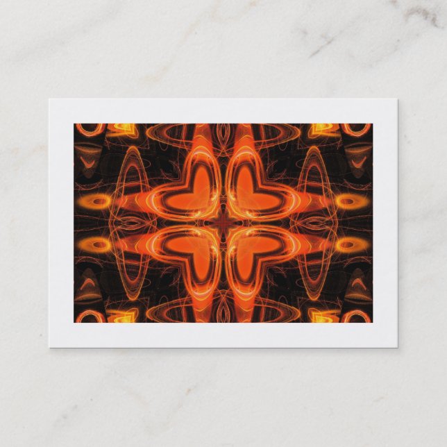 Orange Kaleidoscope 03 (bordered) Business Card (Front)