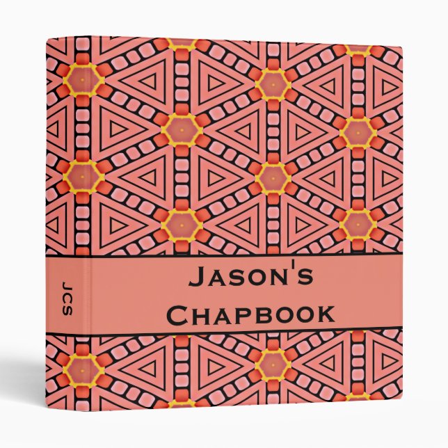 Orange Kaleidoscope Geometric Design 1" Binder (Front/Spine)
