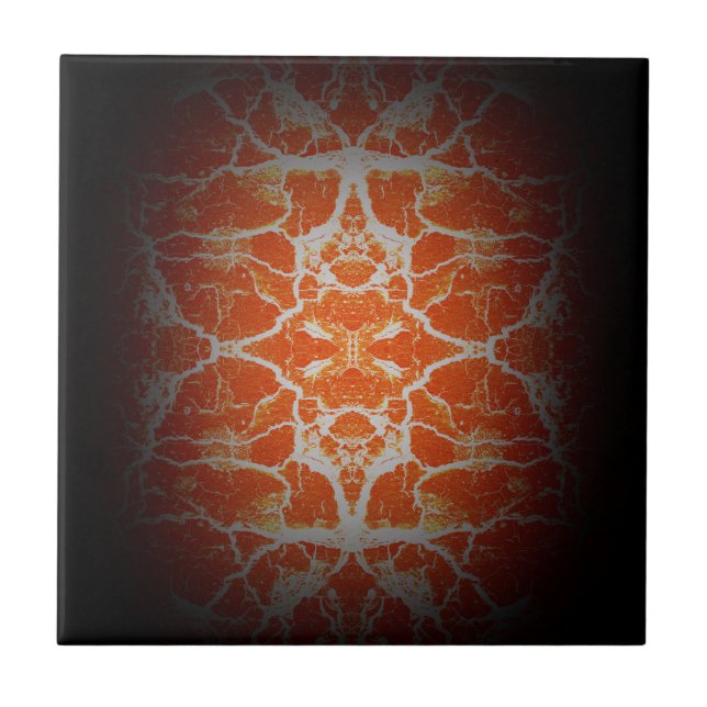 Orange kaleidoscope pattern ceramic tile (Front)