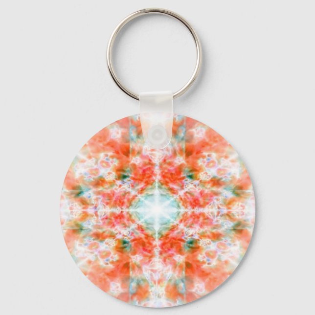 Orange kaleidoscope pattern keychain (Front)