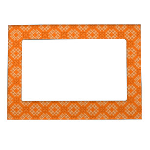 Orange Kaleidoscope Squares Magnetic Photo Frame