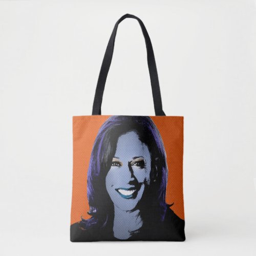 Orange Kamala Harris Pop Art Tote Bag