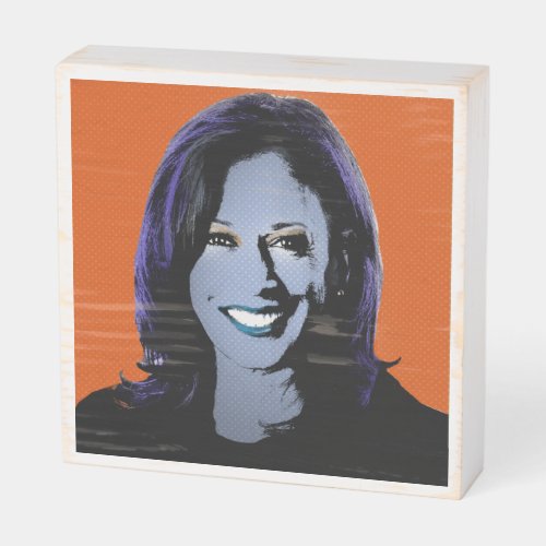Orange Kamala Harris Pop Art Wooden Box Sign