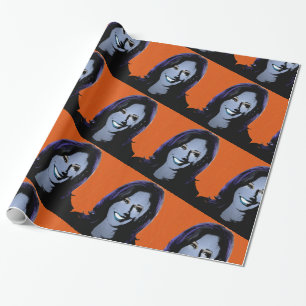 Orange Kamala Harris Pop Art Wrapping Paper