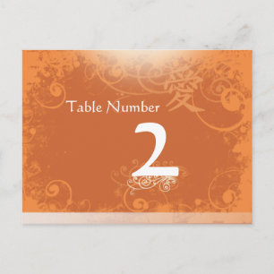 Orange Kanji for Love Swirl Table Number Cards