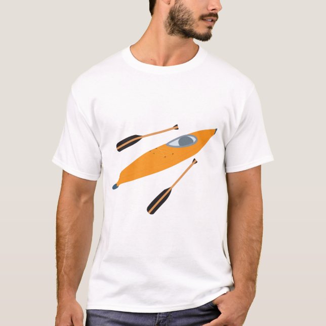 Orange Kayak with Oars T-Shirt (Front)