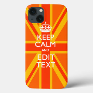 Orange Keep Calm and Your Text on a Union Jack iPhone 13 Case