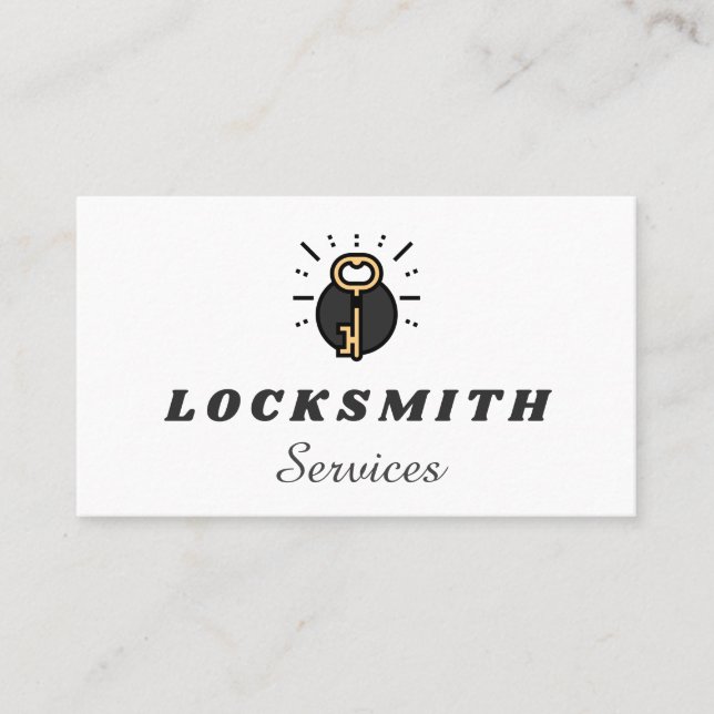 Orange Key Funky Logo House Lockout Key Service Business Card (Front)