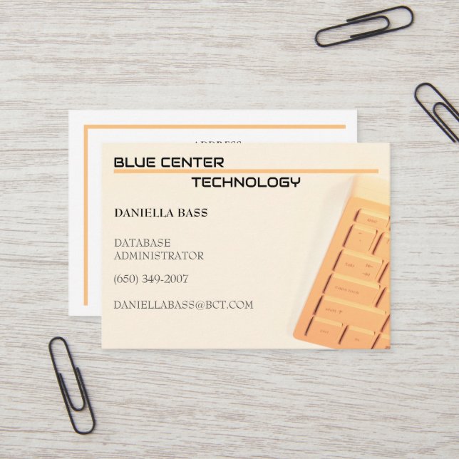   Orange  Keyboard Information Technology Business Card (Front/Back In Situ)