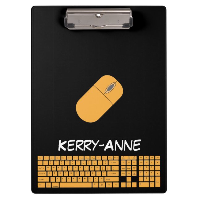 Orange Keyboard, Mouse & Pencil Clipboard (Front)