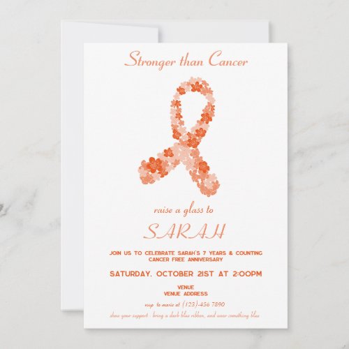 Orange Kidney Cancer Awareness Survivor Party Invitation