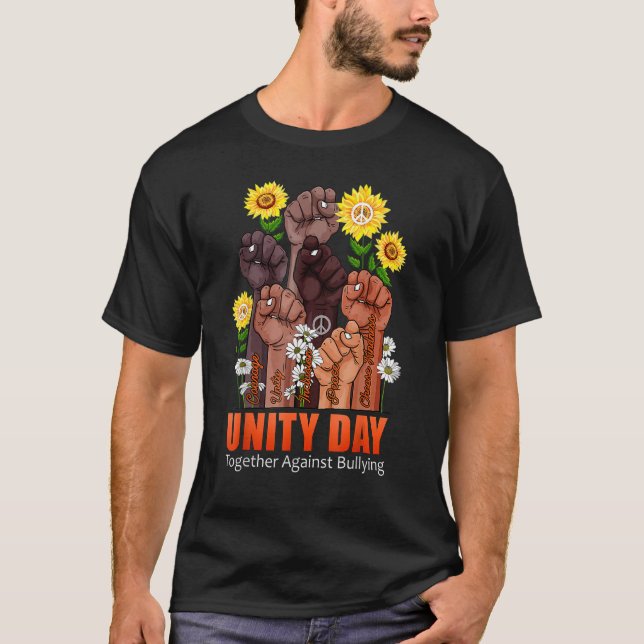 Orange Kids Anti Bullying Love Sign Language Unity T-Shirt (Front)