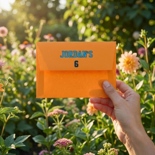 Orange Kids Birthday Custom Envelope with Balls
