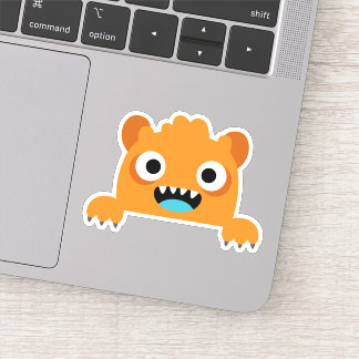 Orange Kid's Cartoon Monster Die Cut Sticker Decal