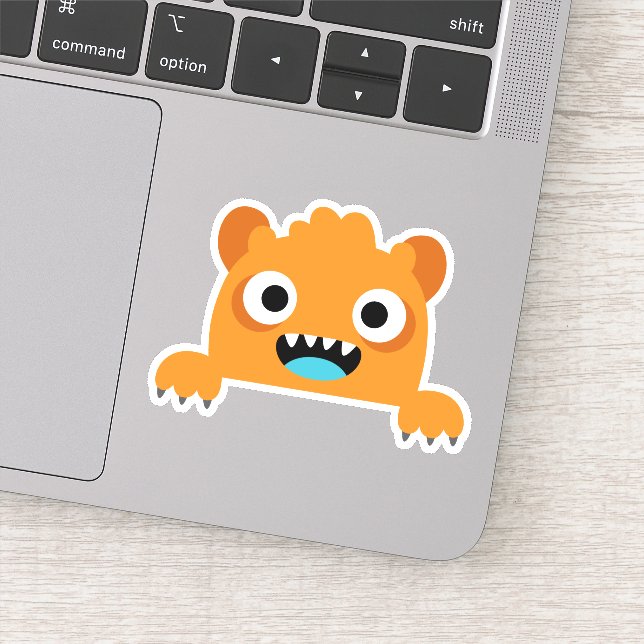 Orange Kid's Cartoon Monster Die Cut Sticker Decal (Detail)