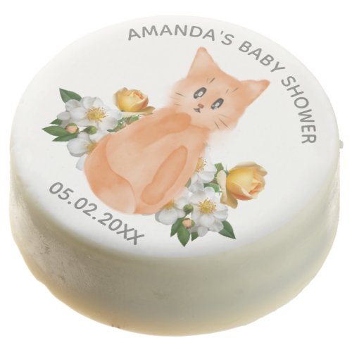 Orange Kitten and Flowers Baby Shower