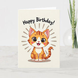 Orange Kitten Birthday Card