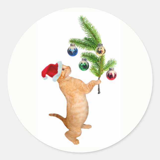 Orange Kitten Christmas Tree Stickers (Front)