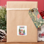 Orange Kitten In Santa Hat Merry Christmas Square Sticker<br><div class="desc">I have uploaded the cutest kitten stickers,  all wearing Santa Hats and sending an appropriate Christmas Greeting</div>