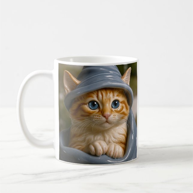 Orange Kitten Wizard Coffee Mug (Left)