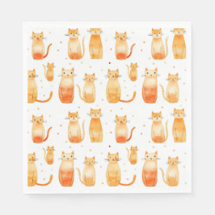 Orange Kitty Cats Birthday Napkins
