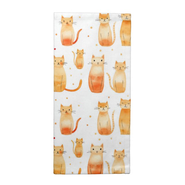 Orange Kitty Cats Cloth Napkin (Half Fold)
