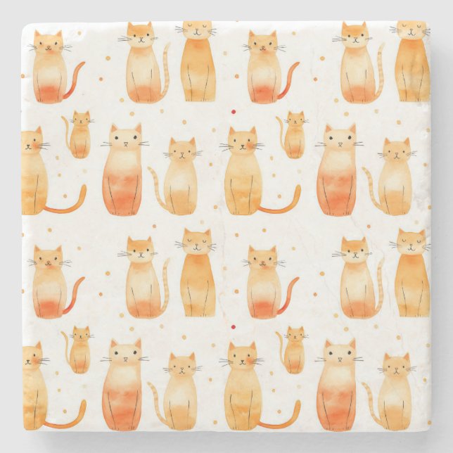 Orange Kitty Cats Stone Coaster (Front)
