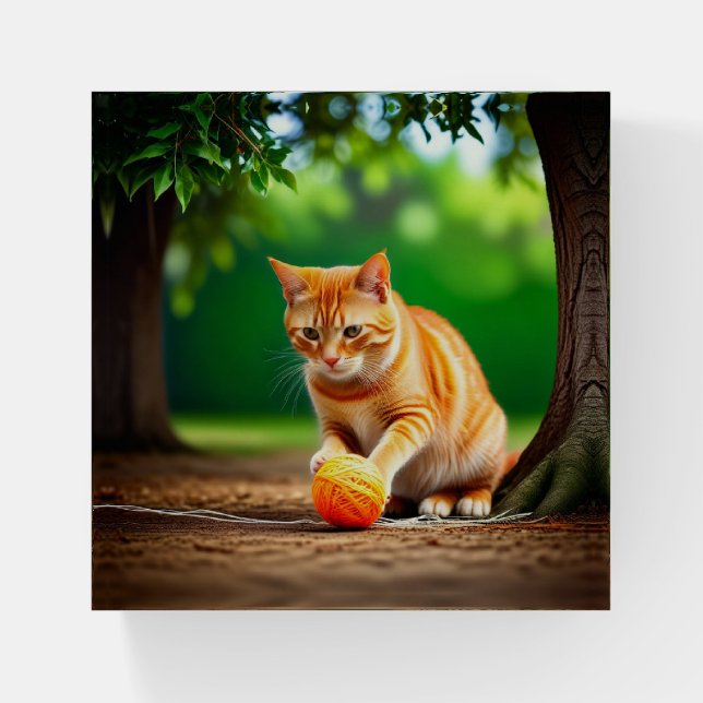 Orange Kitty Paperweight (Front)