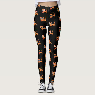 Orange Kitty Running Away with a Heart Leggings