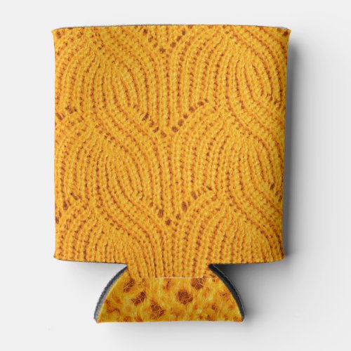 Orange knitted sweater textured background can cooler
