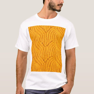 Orange knitted sweater, textured background. T-Shirt