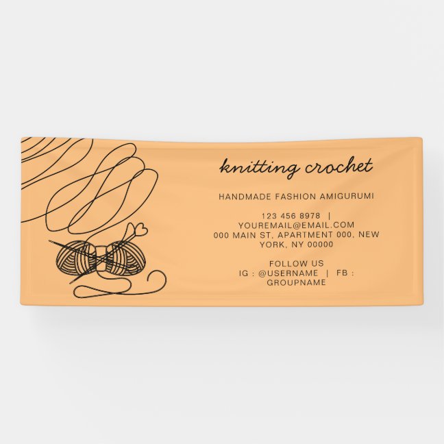 Orange Knitting Yarn Crochet Banner