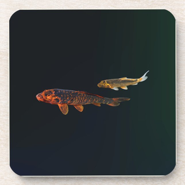 Orange Koi and Gold Koi Beverage Coaster (Front)