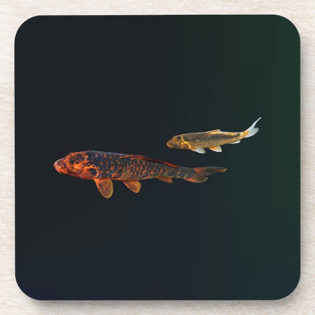 Orange Koi and Gold Koi Beverage Coaster (Front)