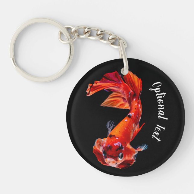 Orange Koi Betta Fighting Fish Keychain (Front)