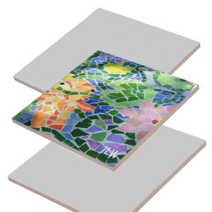 Orange Koi Fish and Pink Flower Colorful Zen Ceramic Tile