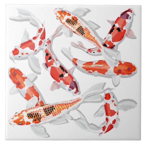 Orange Koi fish Ceramic Tile