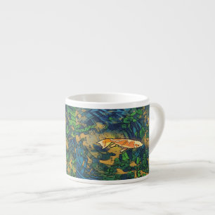 Orange Koi Fish in Pond AI Stylized Illustration Espresso Cup