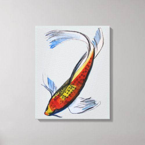 Orange Koi Japanese carp fish watercolour art Canvas Print