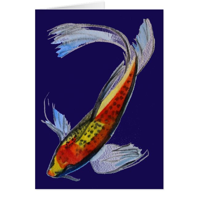 Orange Koi Japanese watercolour carp art (Front)