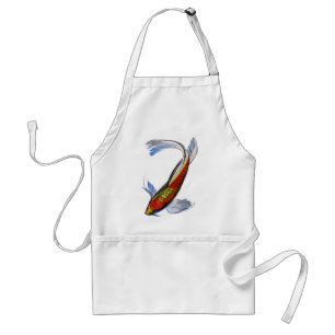 Orange Koi Japanese watercolour carp art Adult Apron