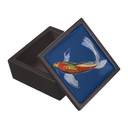 Orange Koi Japanese watercolour carp art Gift Box